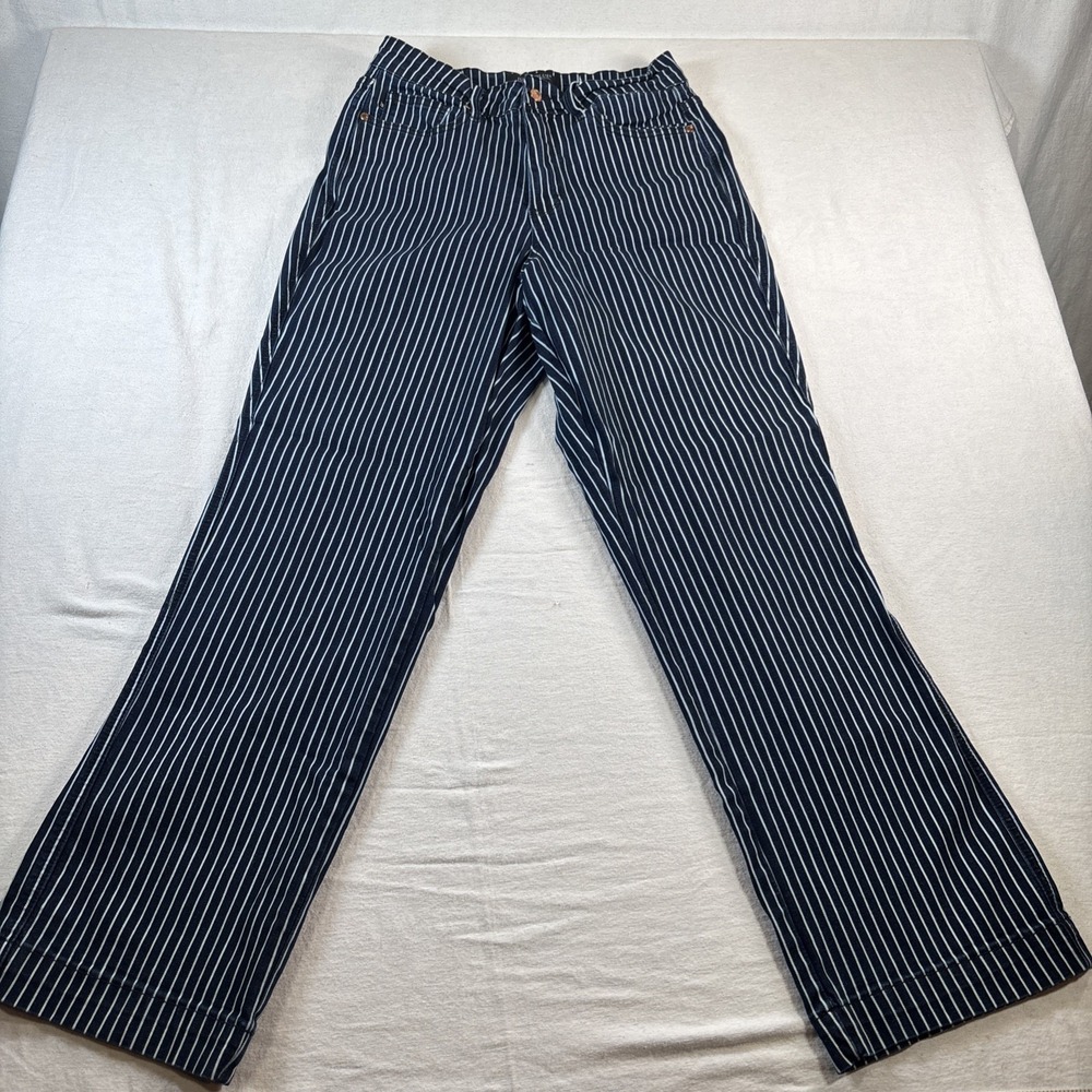 Judy Blue Straight Navy Blue Pin Striped Jeans Women's 14W
